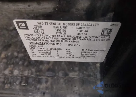 2016 Chevrolet Equinox Ltz из США, поврежденный, VIN 2GNFLGE3XG6146315